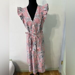 Tommy Hilfiger Pink and White Floral Midi Dress